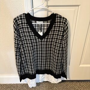 Calvin Klein Black and White V-Neck Sweater